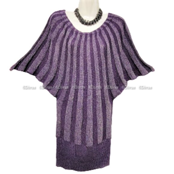 PURPLE Glitter Tunic Knit Dress or Glitter Top One Size Fits Most - Picture 2 of 13